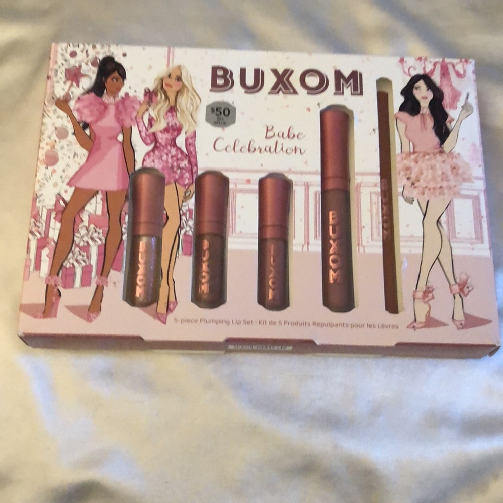 Buxom Babe Celebration 5PC Plumping Lip Set 3 Mini & 2 Full Size Products NIB